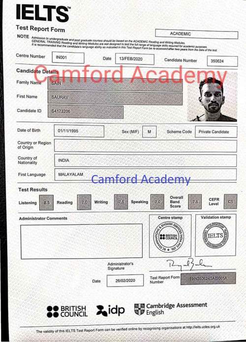 Best IELTS Training Centre in India; Saurav Sain bags in 7.5 band score in IELTS Academic module.